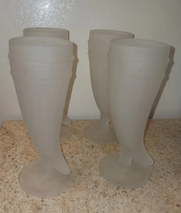 Vintage 4 Tiara Frosted Pilsner Powder Horn Indiana Viking Glasses - Picture 1 of 5