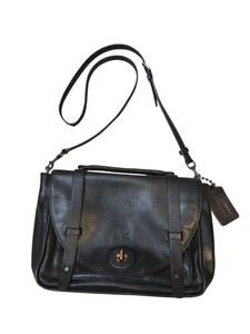 COACH BLEECKER BLACK LEATHER MINI BROOKLYN MESSENGER BAG 32278 Read - Picture 1 of 24