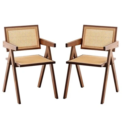 Sillas de ratán, juego de 2 sillas de comedor modernas de mediados de siglo, cómodo brazo... Foto 1 de 4