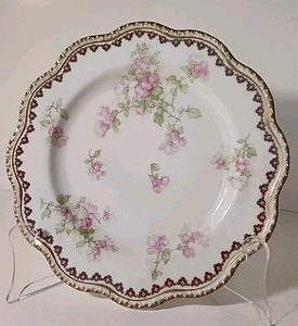 Schleiger by Haviland Limoges France 8 3/4” Pink Flowers Scalloped Edge 4 plates - Picture 1 of 6