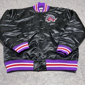 Mitchell & Ness NBA TORONTO RAPTORS Men’s Black Satin 2XL Varsity Bomber Jacket - Picture 1 of 10