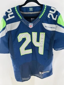 Maglia Nike Marshawn Lynch Seattle Seahawks #24 da uomo taglia 40 blu verde NFL - Foto 1 di 16