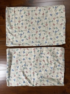 Vintage Baumwolle 37" x 25" Baby Empfang Decken ABC 1990er 2er Set - Bild 1 von 5