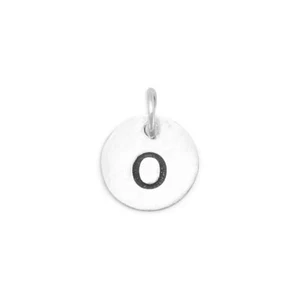 Authentic 925 Sterling Silver Oxidized Initial O Women's Bracelet Charm - Picture 1 of 2
