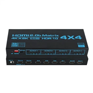 HDMI Matrix Switch 4x4, 4 In 4 Out 4K with EDID Extractor IR Remote Control - Picture 1 of 10