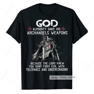 Camiseta Cristiano Caballero Templario Arcángeles Armas para Luchar contra el Malvado Guerrero de Dios - Imagen 1 de 6