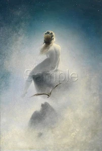 HEXE STERNE WOLKEN MÖWE AKT WICCA MYSTISCHER HIMMEL VINTAGE *LEINWAND* KUNSTDRUCK - Bild 1 von 1