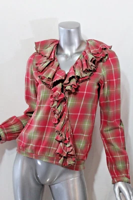Vintage Ralph Lauren Denim & Supply Plaid Ruffle Cotton Top Size S - Image 1 of 4