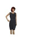 Women’s Black/White Sheath Stretch  Dress Mini Striped SZ XL  By Bold Elements