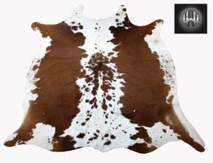 New Cow Hide Rug Area Cow Skin Hairon Leather (100% Natural Cowhide Leather Rug) - Picture 1 of 3