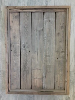 Vintage Primitive Rustic Reclaimed Wood Country Farm Decor weathered gray frame  - Image 1 of 4