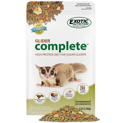 EXOTIC NUTRITION Glider Complete (5 lb.) - All Natural High Protein Healthy Sugar Glider Food