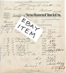 1880 NEW HAVEN CLOCK Co Chicago ILLinois HIRAM CAMP E STEVENS J ENGLISH HARMOUNT - Picture 1 of 1
