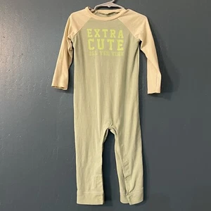 Okie Dokie Green and Cream Graphic Long Sleeve Playsuit Size 24 Months - Picture 1 of 3