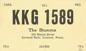 Vintage USA CB-Funkgerät KKG 1589 Linwood Pennsylvania QSL Karte - Bild 1 von 2