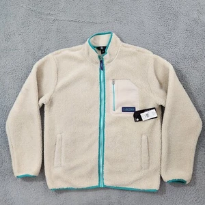 Volcom Jacket Mens Large White Muzzer Fuzzar Zip Sherpa Fleece Full Zip Read - Picture 1 of 17