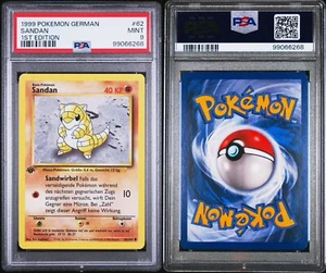 PSA 9 Mint 1999 Pokemon Base Set 1st Edition German Sandan (Sandshrew) #62 - Picture 1 of 1