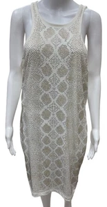 Cache Women Off White Gold and Silver bedazzled studs Sleeveless Dress Size XL - Picture 1 of 4