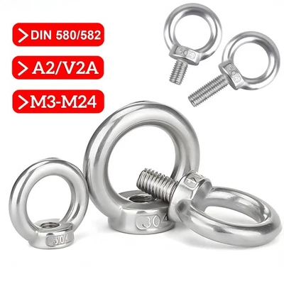 Ringschraube Ringmutter Edelstahl M3 M4 M5 M6 M8 M10 M12 Verzurröse Auge Ring - Bild 1 von 4