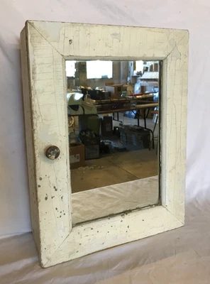 Vintage Shabby 12x16 Wood Country Wall Medicine Cabinet Mirror Chic Old 1386-25B - Image 1 of 4