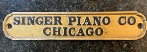 Placa de hierro fundido de colección Singer Piano Co Chicago - Imagen 1 de 5