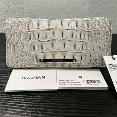 Cartera de cuero delgada Brahmin Ady FAIREST GREY MELBOURNE NUEVA CON ETIQUETAS Foto 1 de 4