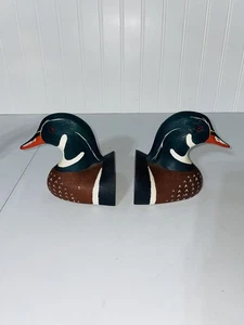 MALLARD DUCK BOOKENDS ~ Wooden, Handpainted - Picture 1 of 7