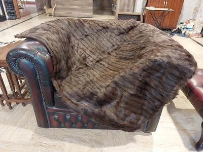 Подлинный реальный мягкий испанский козлиной кожи меха одеяло плед размер 55 «x 41» ковер - 6837 - Изображение 1 из 4