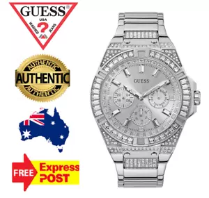 GUESS ZEUS GW0209G1 SILVER/CRYSTAL CHRONOGRAPH QUARTZ MENS WATCH NEW IN BOX - Picture 1 of 6