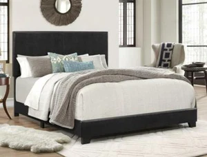 Platform Bed Frame With Headboard King Size Upholstered Beds Wood Frames Black - Picture 1 of 6