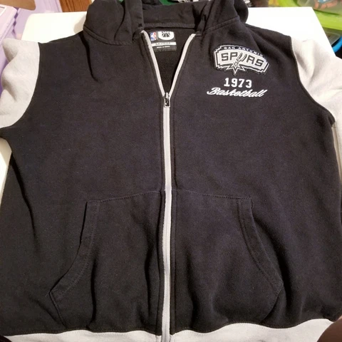 San Antonio Spurs Jacket Adult Medium Gray Zip Up Sweatshirt NBA Basketball Cover