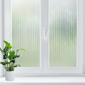 Reeded Window Privacy Film Frosted Fluted Decorative Window Vinyl Non Adhesive - Picture 1 of 9