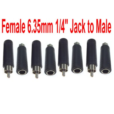 8pcs Female 6.35mm 1/4" Jack to Male RCA Connector Converter Audio Adapter US - Image 1 of 4