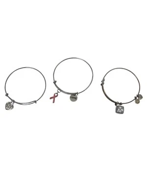 Набор из 3 браслетов с подвесками серебристого цвета с сердечком лентой и любовью Angelica Stipple A - Изображение 1 из 4