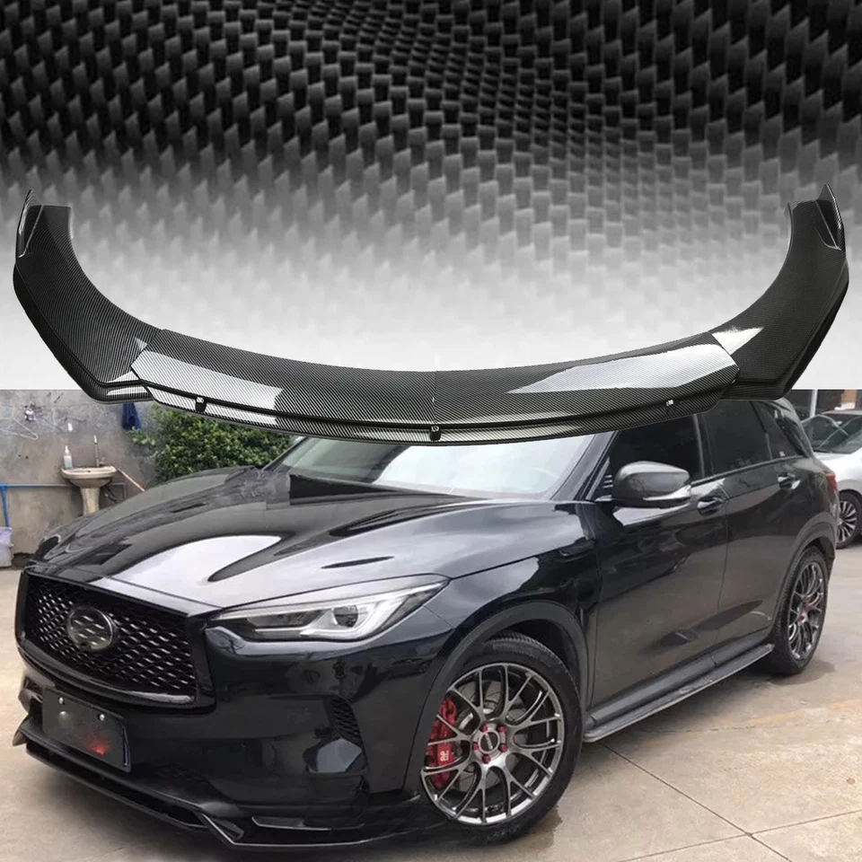 Carbon Fiber Front Bumper Lip Spoiler Splitter Kit For Infiniti QX50 - Imagem 1 de 4