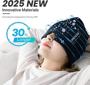 ONLYCARE Migraine Relief Cap, Soothing Headache Hat, Ice Head Wrap (Black) - Picture 1 of 6