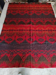 VTG, Woolrich,, 100% Wool, Throw Blanket, Red, Aztec, Tribal, Native, Art - Picture 1 of 6