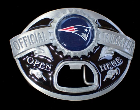 NEW ENGLAND PATRIOTS TAILGATER BELT BUCKLE WITH BOTTLE OPENER SISKIYOU PEWTER Cover