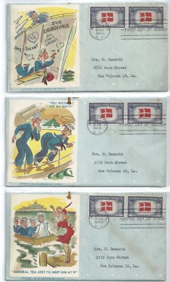 (4) US FDC 920 Overrun Countries pair DENMARK 1943 American Art Service lot of 4 - Image 1 of 4