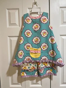 Jelly the Pig Girls flower-polka dot ruffle 2 PC. outfit Size 10 - Picture 1 of 6