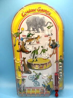 Винтажная портативная дорожная игра Schylling Curious George Pinball цирк как есть - Изображение 1 из 4