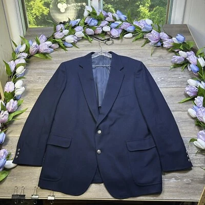 Винтажный Sports пальто размер большой 42-44R синий блейзер шерсти куртка Союза сделано в США - Изображение 1 из 4