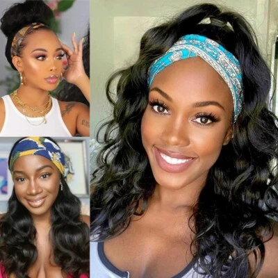 Pelucas de diadema Body Wave para mujeres negras pelucas completas peluca de diadema negra EE. UU. Foto 1 de 4