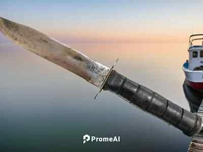 Cuchillo de Combate Kabar Mango de Cuero Apilado Japón Marcado De Colección 30 cm Foto 1 de 4