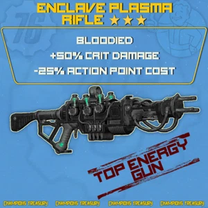 FALLOUT 76 PC Bloodied +50% Crit Damage -35% AP Cost ENCLAVE PLASMA RIFLE +MOD - Picture 1 of 1