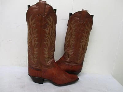 JUSTIN Brown Lizard Leather Cowboy Boots Womens Size 5.5 C Style M4400 USA - Image 1 of 4
