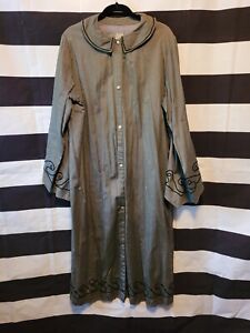 Vintage C E Ward Co Costume Ceremonial Olive Green Robe w/black Wizard Cosplay