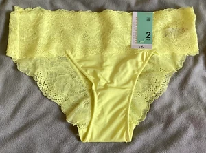 GEORGE - 2 Pairs Yellow Bandeau Briefs Satin & Lace Size 12 - BNWT - Picture 1 of 10