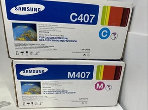 New & Sealed Samsung Genuine  CLT-M407S & C407S  Toner Set Magenta & Cyan - Picture 1 of 2