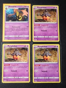 Gourgeist 077/203 & 3x Pumpkaboo 076/203 Pokemon card Evolving Skies NM - Picture 1 of 1